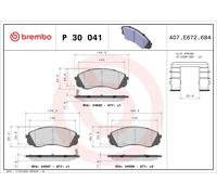 Brake pads P 30 041 BREMBO for KIA HYUNDAI