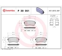 Brembo P30051 Rear Disc Brake Pad - Set of 4