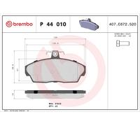 Fits BREMBO P 44 010 Brake Pad Set, Disc Brake