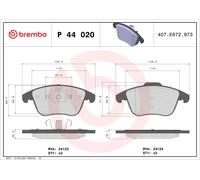 P44020 Front Brake Pad Set 4x Pads Not Fitted Wear Indicator Braking By Brembo