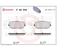 Brembo P49044 Rear Disc Brake Pad - Set of 4