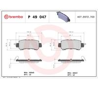 Brembo P49047 Brake Pad Set Rear With Anti-Squeak Plate Fits Mazda 2 CX-3 CX-5