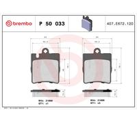 Fits BREMBO P 50 033 Brake Pad Set, Disc Brake
