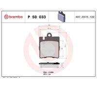 Brake pads P 50 033 BREMBO for MERCEDES-BENZ E-CLASS Coupe E-CLASS Convertible