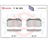 Brembo Front Brake Pad Set P50053, 4x Pads, Prepared for Wear Indicator