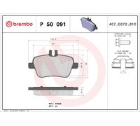 Fits BREMBO P 50 091 Brake Pad Set, disc brake P 50 091 Brake pads set rear , f