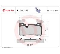 Brembo Brake Pad Set P50110 Rear 4x Pads Prepared for Wear Indicator