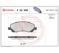 Brake pads P 54 030 BREMBO for MITSUBISHI DODGE CHRYSLER JEEP PEUGEOT CITROËN