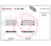 Brake pads P 54 031 BREMBO for MITSUBISHI DODGE CHRYSLER JEEP CITROËN PEUGEOT