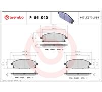 Fits BREMBO P 56 040 Brake Pad Set, Disc Brake