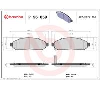 Brake pads P 56 059 BREMBO for NISSAN NAVARA NP300 NAVARA NP300 Platform/Chassis