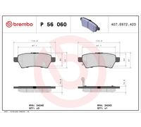 Brake pads P 56 060 BREMBO for NISSAN NAVARA NP300 NAVARA NP300 Platform/Chassis