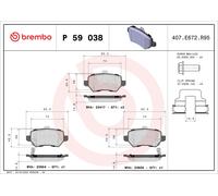 Brake pads P 59 038 BREMBO for OPEL KIA CHEVROLET LADA