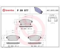 Fits BREMBO P 59 077 Brake Pad Set, Disc Brake