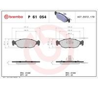 Fits BREMBO P 61 054 Brake Pad Set, Disc Brake