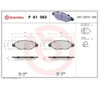 Brake pads P 61 063 BREMBO for CITROËN PEUGEOT