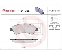Brake pads P 61 066 BREMBO for CITROËN PEUGEOT DS OPEL