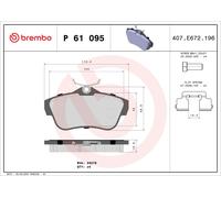 Brembo Brake Pads P 61 095 for FIAT, Peugeot, Citroën, Toyota