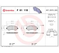 Brake pads P 61 118 BREMBO for FIAT PEUGEOT CITROËN OPEL