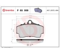 Brake pads P 65 008 BREMBO for PORSCHE BOXSTER 911 911 Convertible 911 Targa