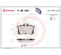 Brake Pad Set For Disc Brake Rear For Nissan Opel Renault Vauxhall BREMBO P68024