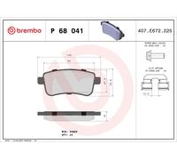 Brake pads P 68 041 BREMBO for RENAULT MEGANE III Coupe MEGANE CC FLUENCE ZOE