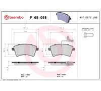 Brembo Brake Pad Set P 68 058 – Front Axle – Fits Renault Kangoo, Nissan NV250