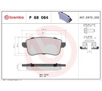 Fits BREMBO P 68 064 Brake Pad Set, Disc Brake