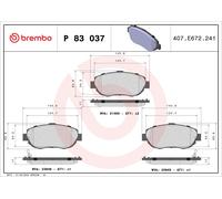 Fits BREMBO P 83 037 Brake Pad Set, Disc Brake