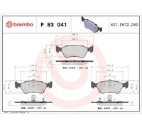 Brembo Brake Pad Set P 83 041 – Front Disc with Piston Clip – Fits Toyota Avensis
