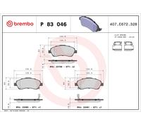 Brake pads P 83 046 BREMBO for TOYOTA AVENSIS Estate AVENSIS Saloon AVENSIS