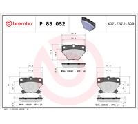 Fits BREMBO P 83 052 Brake Pad Set, Disc Brake