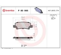 Brake pads P 83 065 BREMBO for TOYOTA COROLLA COROLLA Estate COROLLA Saloon