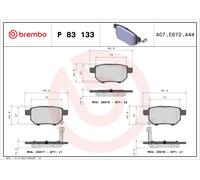 Brake pads P 83 133 BREMBO for TOYOTA ASTON MARTIN SUBARU LEXUS BAIC