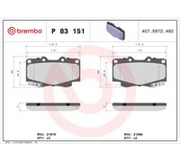 BRAKE PAD SET DISC BRAKE FOR TOYOTA FORTUNER SW4/HILUX 1KD-FTV 3.0L2TR-FE 2.7L