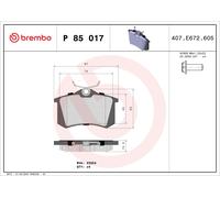 Brake Pad Set For Disc Brake Rear Fits Renault Seat Skoda VW BREMBO P85017