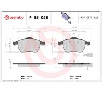 Brembo Brake Pad Set P 85 026 - Front axle - Fits Audi 100 / A6 C4