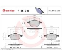 Brake pads P 85 045 BREMBO for VW AUDI SEAT SKODA