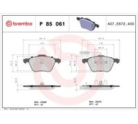 BREMBO Brake pad set VW,FORD,SEAT P 85 061 7M3698151A,7757D880,1109014 1133446,1205696,1237133,1947390,1M2J2K021AA,ME1M2J2K021AB,YM212K021BA
