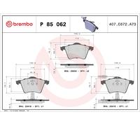 Brake pads P 85 062 BREMBO for VW FORD SEAT