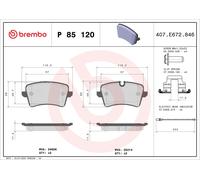 Brembo Brake Pads P85120 – Rear, Fits Audi A8 (D4), A4 (B9) & A4 B9 Avant