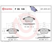 BREMBO P85146 Brake Pad Set For Disc Brake Front Fits VW Jetta 1.2 TSI 16V