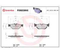 Fits BREMBO P06038NX Ham pads. rear XTRA CERAMIC BMW (BRILLIANCE) 3 SERIES (E90