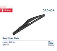 DENSO Flat Rear Window Wiper Blade DRD003-240mm - Premium All Season Replacement Wipers - Direct RR Arm - LHD/RHD