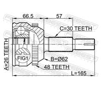 Febest CV Joint 0110-MCV30A48 Outer 26x62x30 Drive Shaft (Wheel Side)