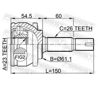 Fits FEBEST 0110-ZZE150 OUTER CV JOINT 23X61X26
