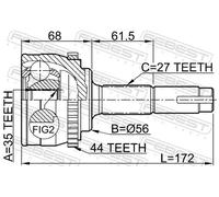Fits FEBEST 0210-070A44 OUTER CV JOINT 35X56X27