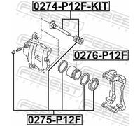 GUIDE BOLT, BRAKE CALIPER FOR DODGE CARAVAN FEBEST 0274-P12F-KIT FITS FRONT AXLE