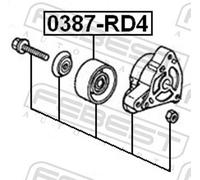 TENSIONER PULLEY VRIBBED BELT 0387-RD4 FOR ACURA HONDA K23A1 2.3L 4cyl RDX 2.4L