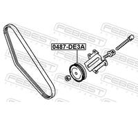 TENSIONER PULLEY, V-RIBBED BELT FOR MITSUBISHI ASPIRE FEBEST 0487-DE3A